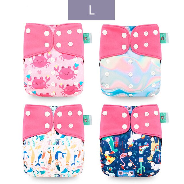 Culotte en tissu réutilisable 4 pièces, couche en tissu lavable pour l'entraînement des bébés, couches imperméables pour garçons et filles: Rose