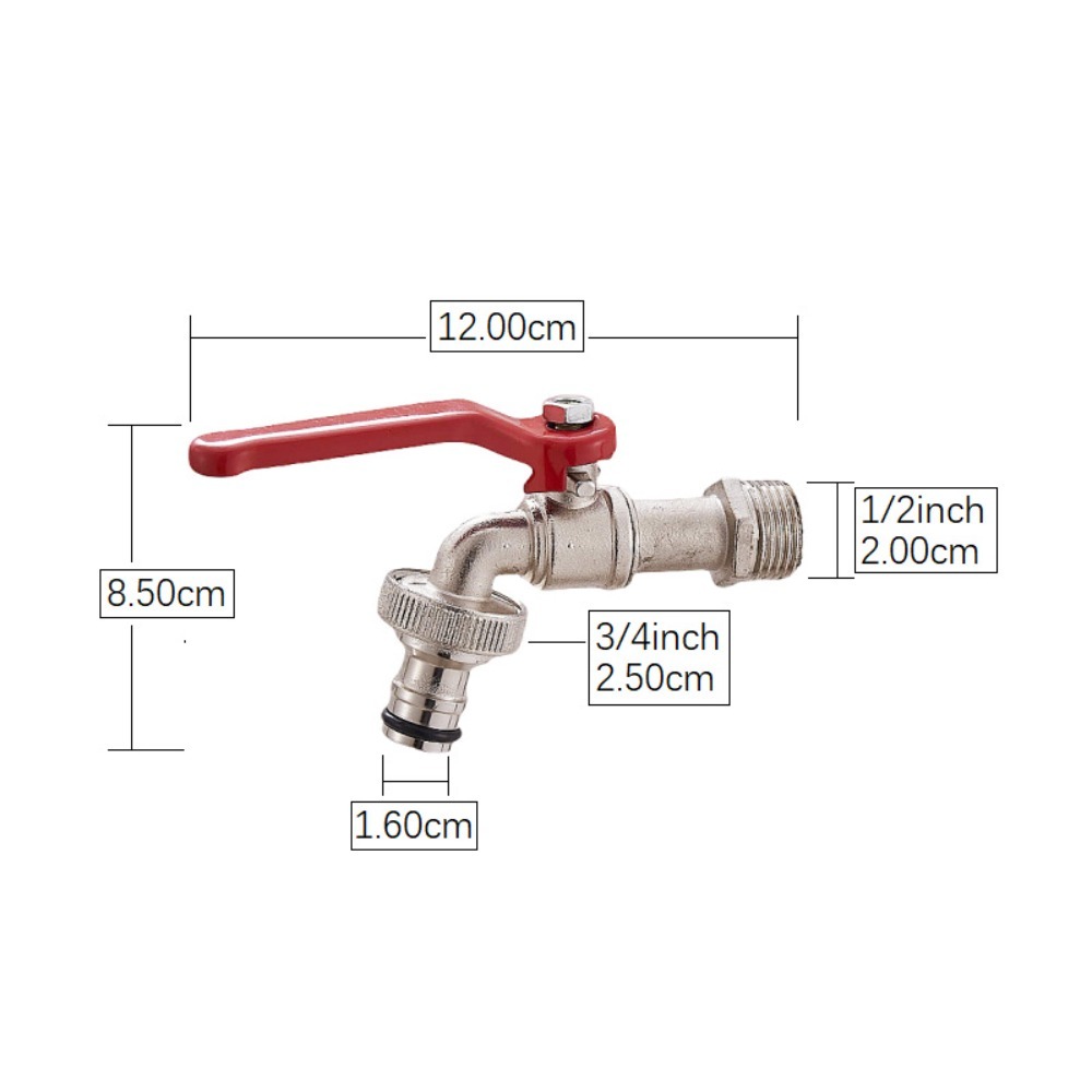 1/2x 3/4 Hendel Waterkraan Met Rood Handvat Slangprop Watertank Connector Zinklegering Pak Voor Wasmachine: WHITE