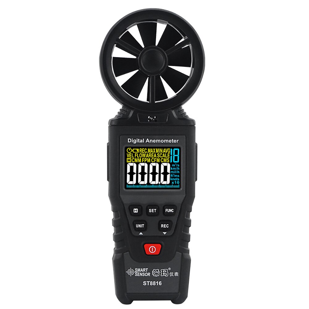 Digital Anemometer Anemometro Thermometer Color LCD Air Velocity Wind Speed Measue Gauge Air Flow Volume Meter Windmeter