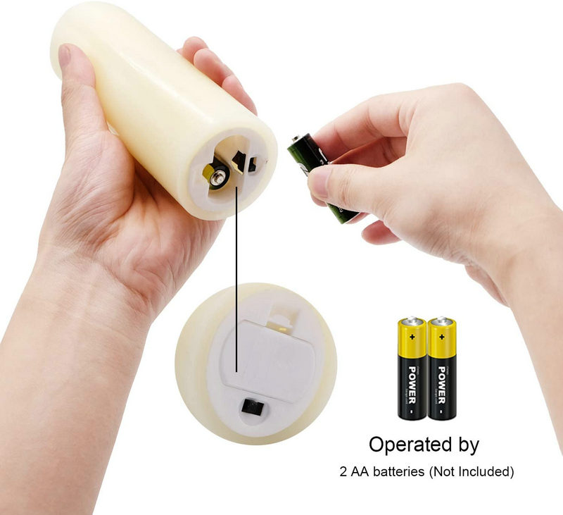 5.3cm(D.) Flickering Candle Light w/Remote Timer 3D Wick Battery Operated Pillar Candles Home Wedding Party Christmas Decoration