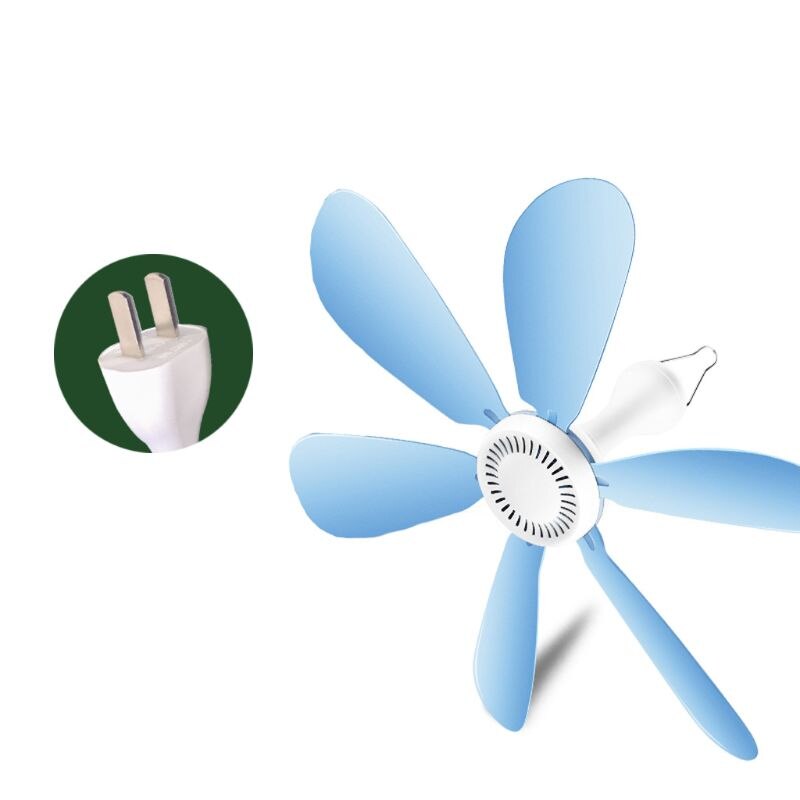 6 Blade 220V Silent Household Dormitory Bed Hanging Fan 20W Electric Ceiling Fan: Blue