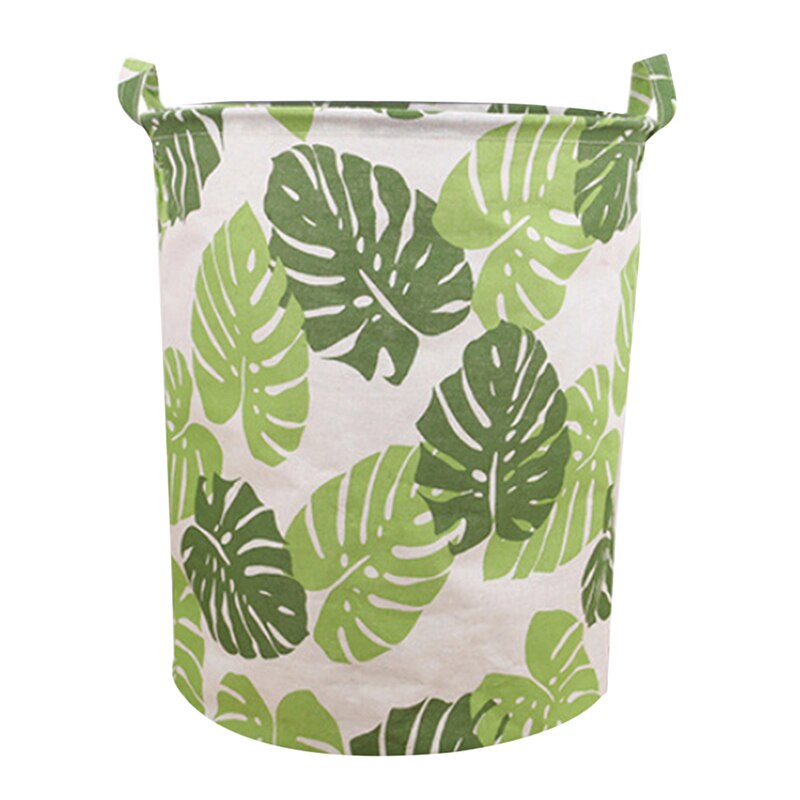 Green Tree Pattern Toy Storage Bucket Cotton And Linen Foldable Dirty Clothes Basket Home Decoration Storage Bucket