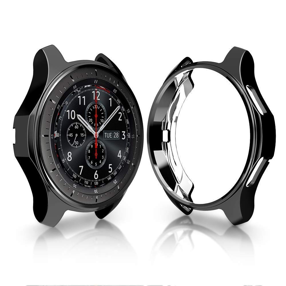 Case for Samsung Galaxy Watch 46mm Cases & Gear S3 Frontier Soft TPU Smart Shockproof Case Cover Bumper Protector Frame Plated: Black / Galaxy Watch 46mm