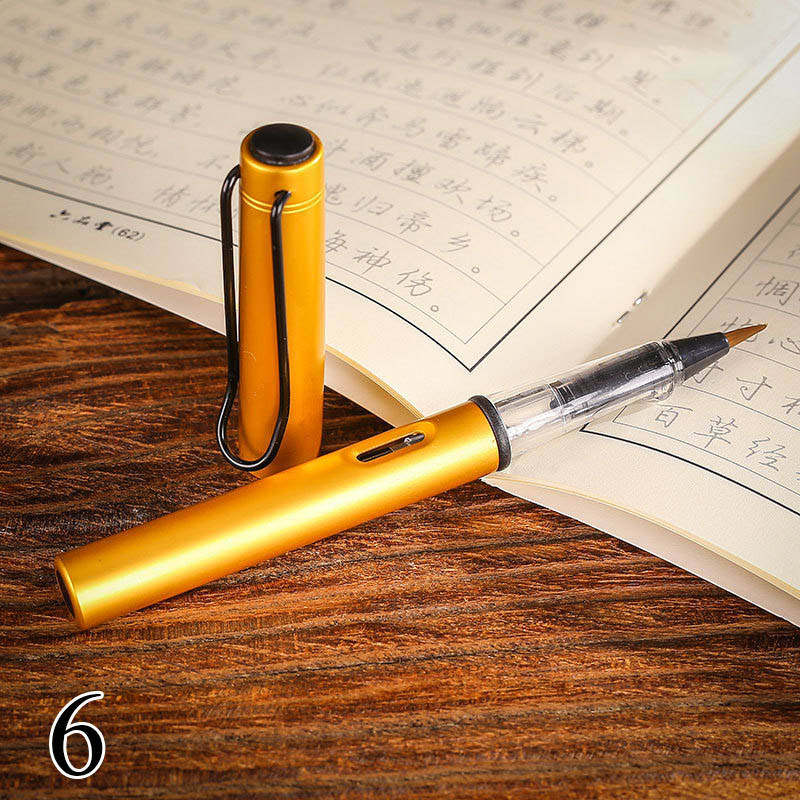 Pluma con pincel suave para agua de estilo fuente, bolígrafo de acuarela de tinta recargable de Metal para pintar dibujo y caligrafía, suministros de arte para niños,