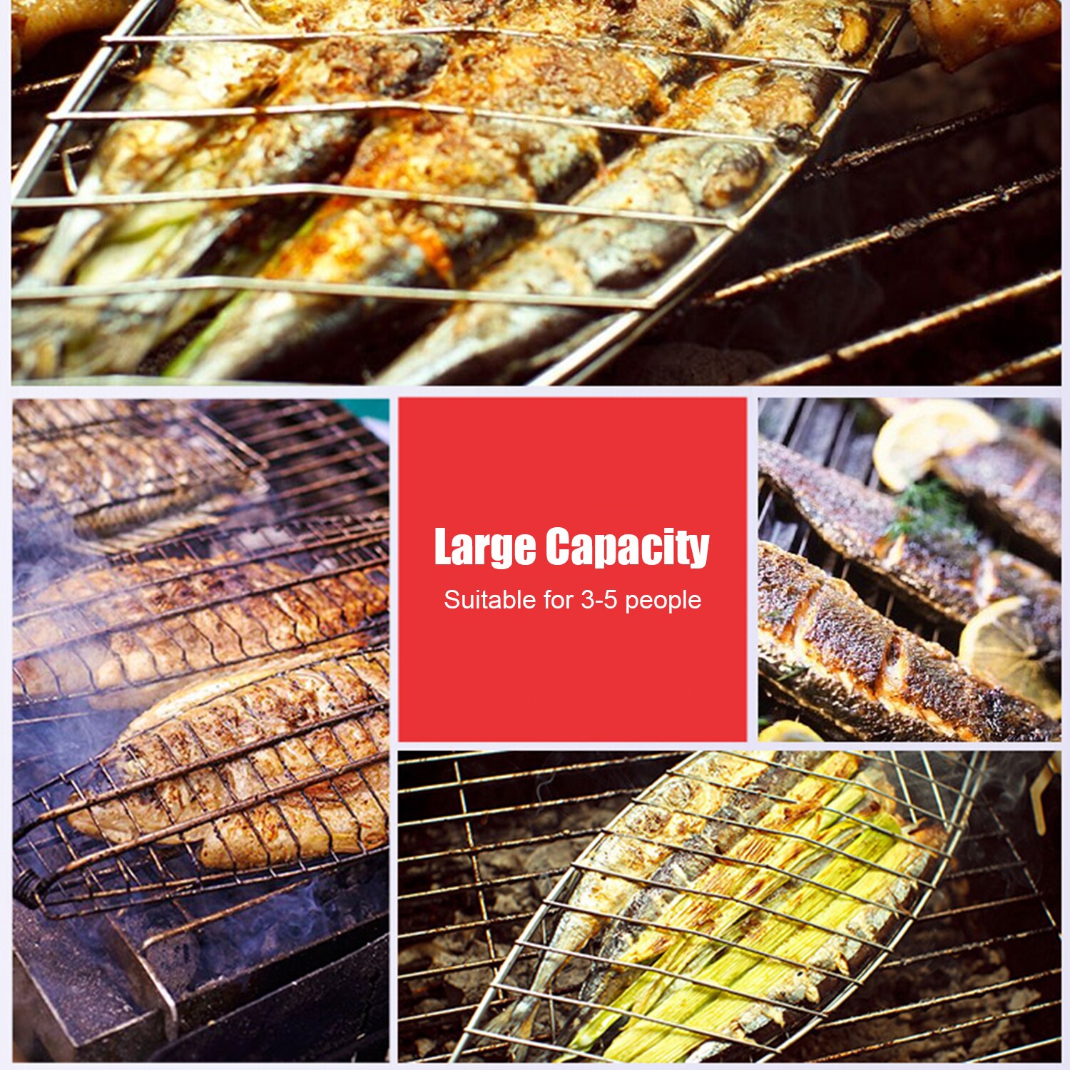 Fish Grilling Basket Non-Stick Barbecue Basket Detachable Heavy Duty BBQ Tools Grill Basket for Fish Meats Vegetables Steak