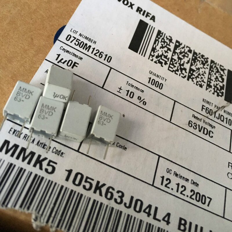 10PCS EVOX MMK5 1UF 63V p5mm film condensator KEMET MJ 105/63V audio 105 1 UF/63 V 1.0UF 1000NF 63VDC