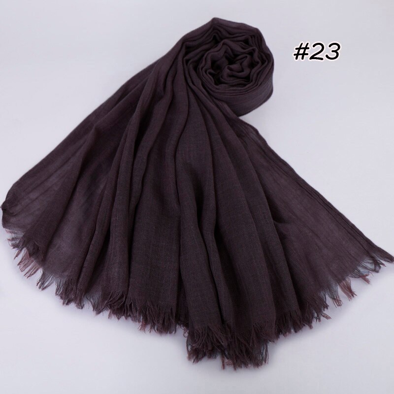 Premium Linen Cotton Hijab Scarf Women Muslim Hijab Large Size Plain Fringe Shawl Tassel Wraps Headband Long Scarves 190X100cm: Rose Red