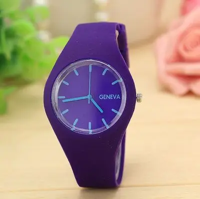 Men watch Women Cream Color Ultra-thin Silicone Strap Leisure Watch Geneva Wristwatch Women's Jelly Watches: Orange