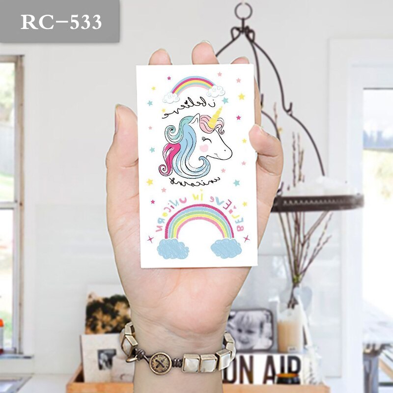 10x6cm tijdelijke weinig leuke regenboog smiley mode tattoo: RC-533