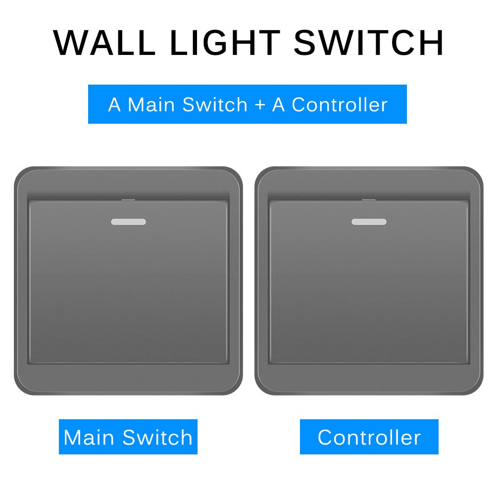 1/2/3 Gang Wall Switch Smart Push Wireless Switch Light RF Remote Control 110V 220V With Adhesive Light Controller: Black / 3-Gang