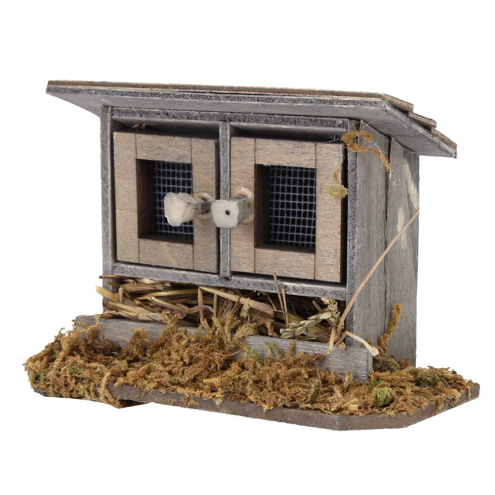 1/12 miniaturen Puppenhaus Holz Simulation Huhn Koop Dekoration Mini Hühnerstall für Puppenhaus Dekoration Zubehör