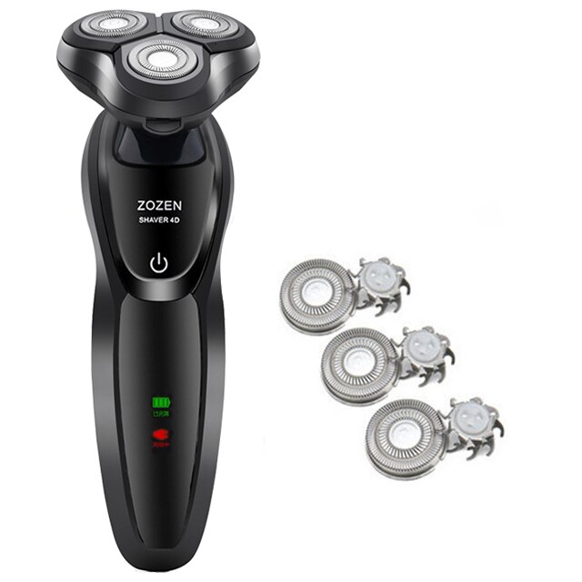 Utgave elektrisk barbermaskin barberhøvel menn vaskbar usb oppladbar 3 blad smart kontroll barberskjeggmaskin: Svart-b