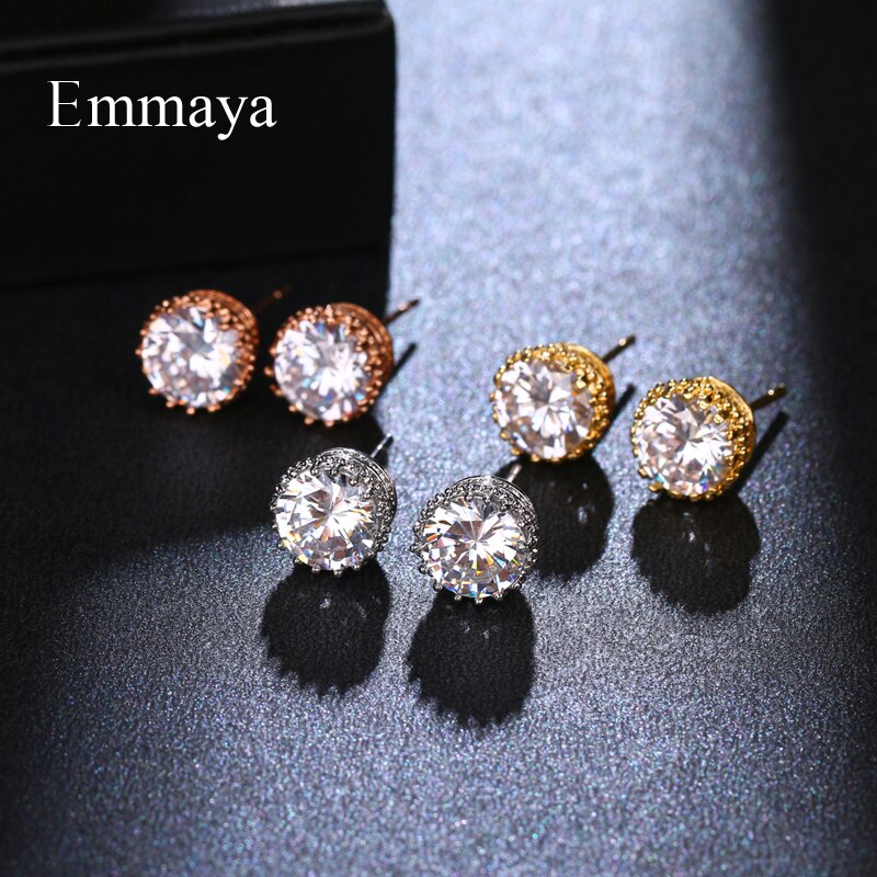 Emmaya Classis Serie Tiny Ronde Vorm Oorbel Voor Vrouwen Leuke Decoratie In Banket Delicate Zirconia Sieraden Drie Kleur