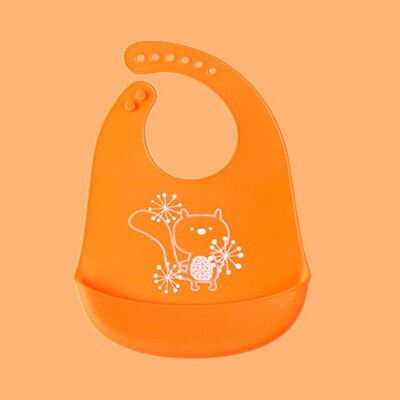 Kids 100% Zuiver Silicium Bib Baby Bib Kinderen Verstelbare Eetbare Silicagel Waterdichte Bib Babyvoeding Gereedschap Jongen Meisje slabbetjes: Orange