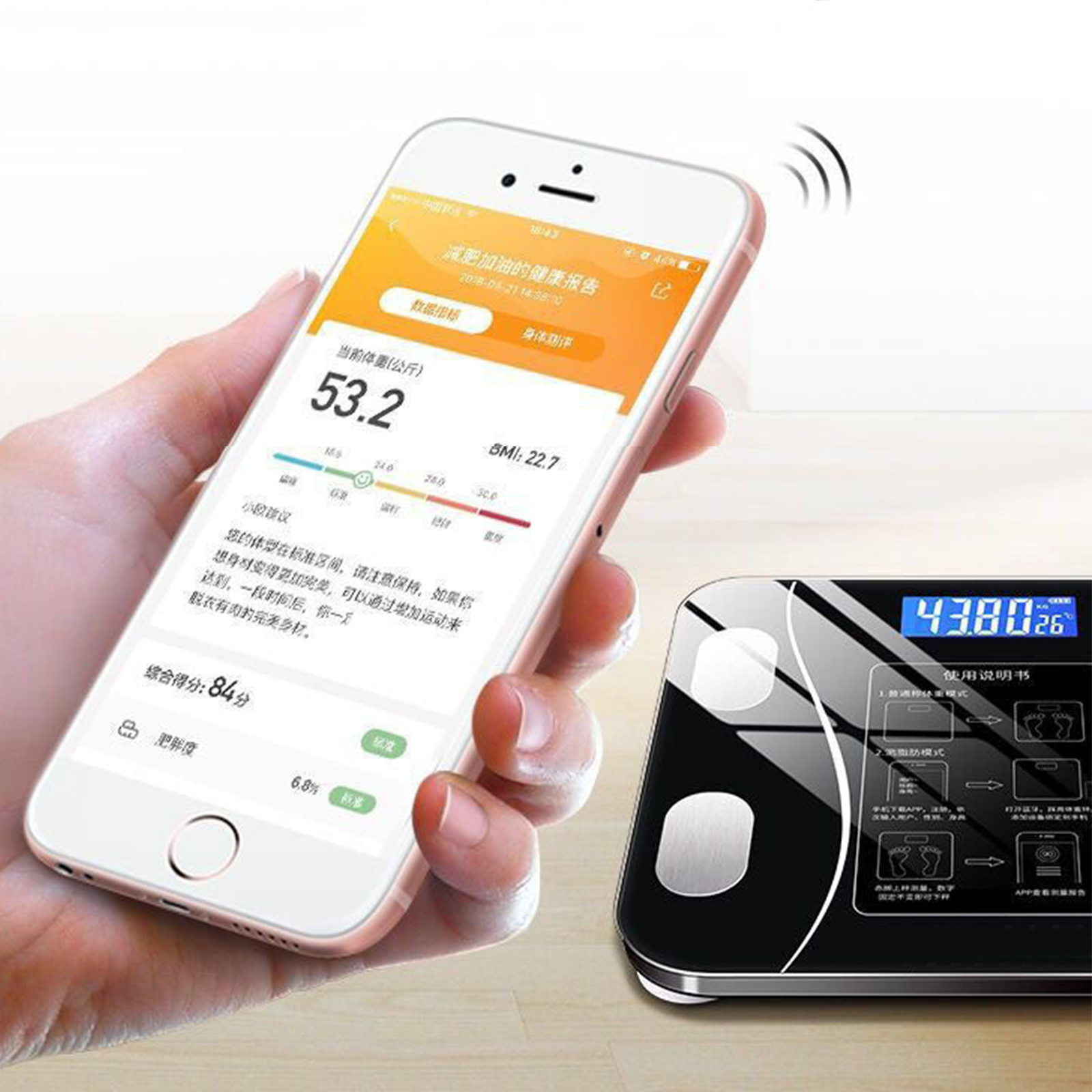 Body Fat Scale Smart Wireless Digital Bathroom Weight Composition Analyzer With Smartphone App Bluetooth-compatible