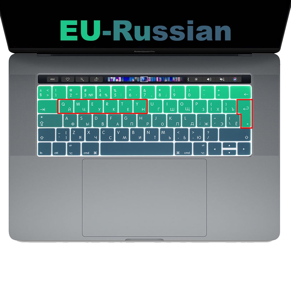 Coque de protection pour clavier russe avec barre tactile, film de protection pour Macbook Pro 13 15, pour modèle A1706/A1989 A1707 A2159 A1990 EU