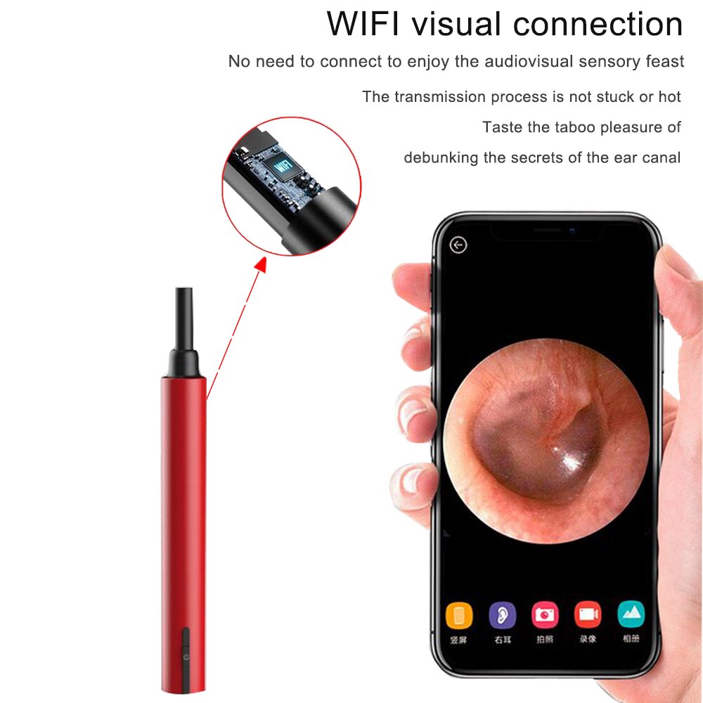 WiFi Otoscope USB Charging Otoscope Wireless Connection Three-axis Smart Directional Gyroscope Nontemperature Sensitive Earplugs