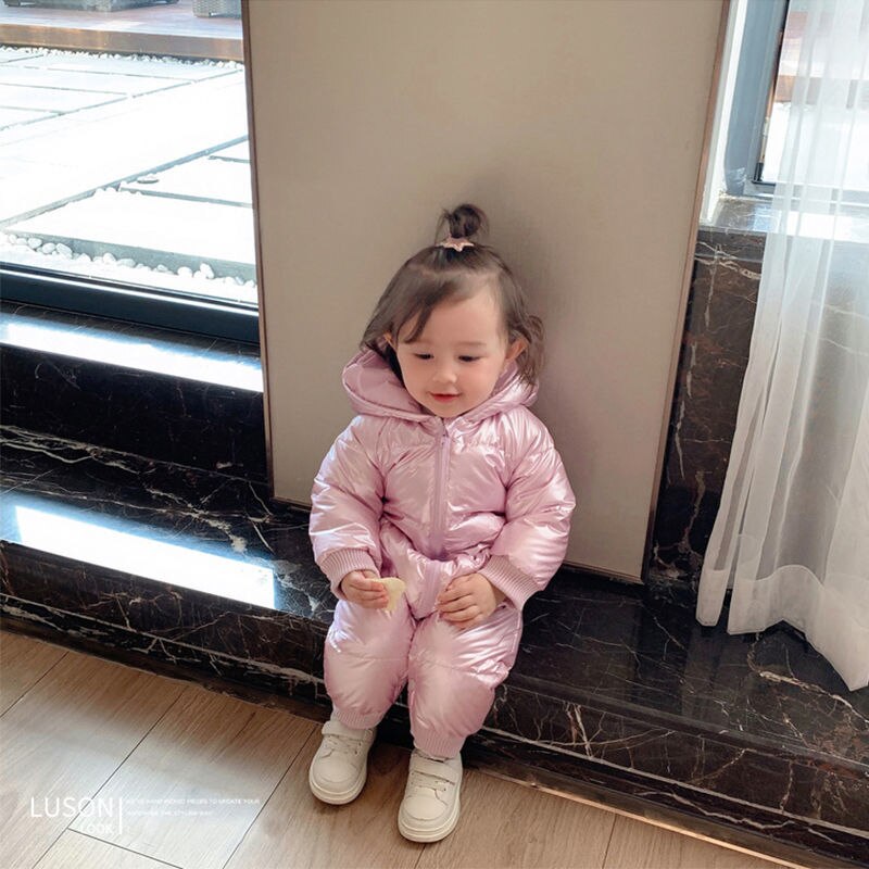 Infant Baby Boys Girls Winter Snowsuit Romper Hoodied Footie Outwear 0-12Month Baby Jumpsuit Down Coat Jacket