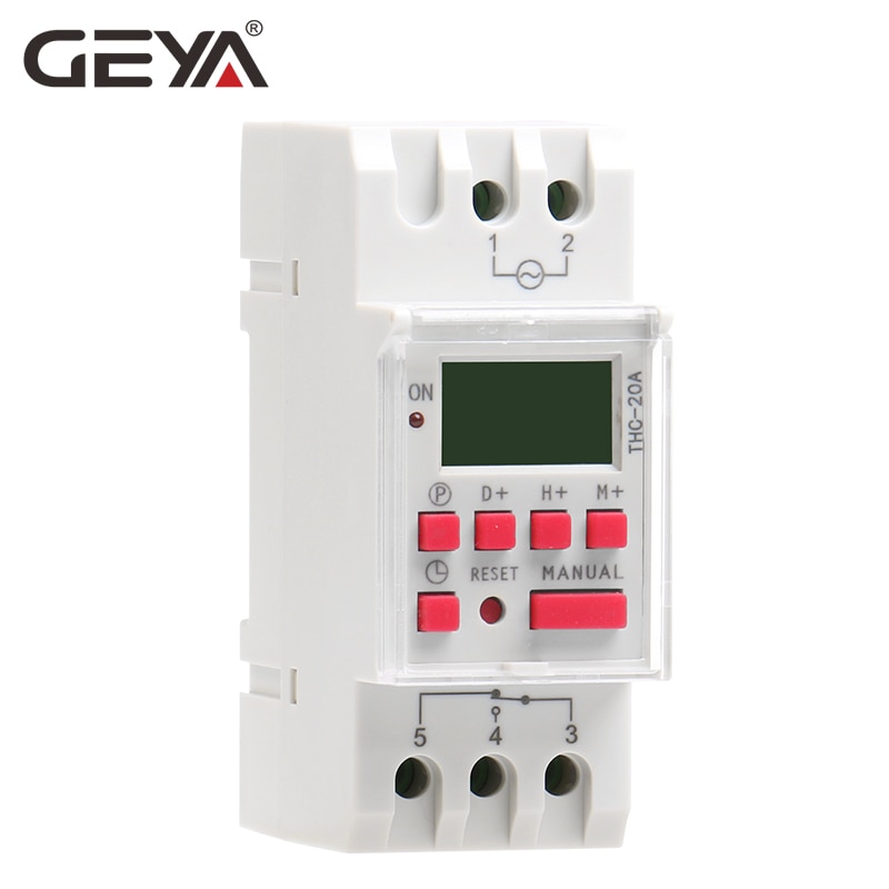 Geya thc -20a programmerbar timer med batteri 7 dagars strömbrytare 20a dc timers 12v 24 v 110v 220v 240v
