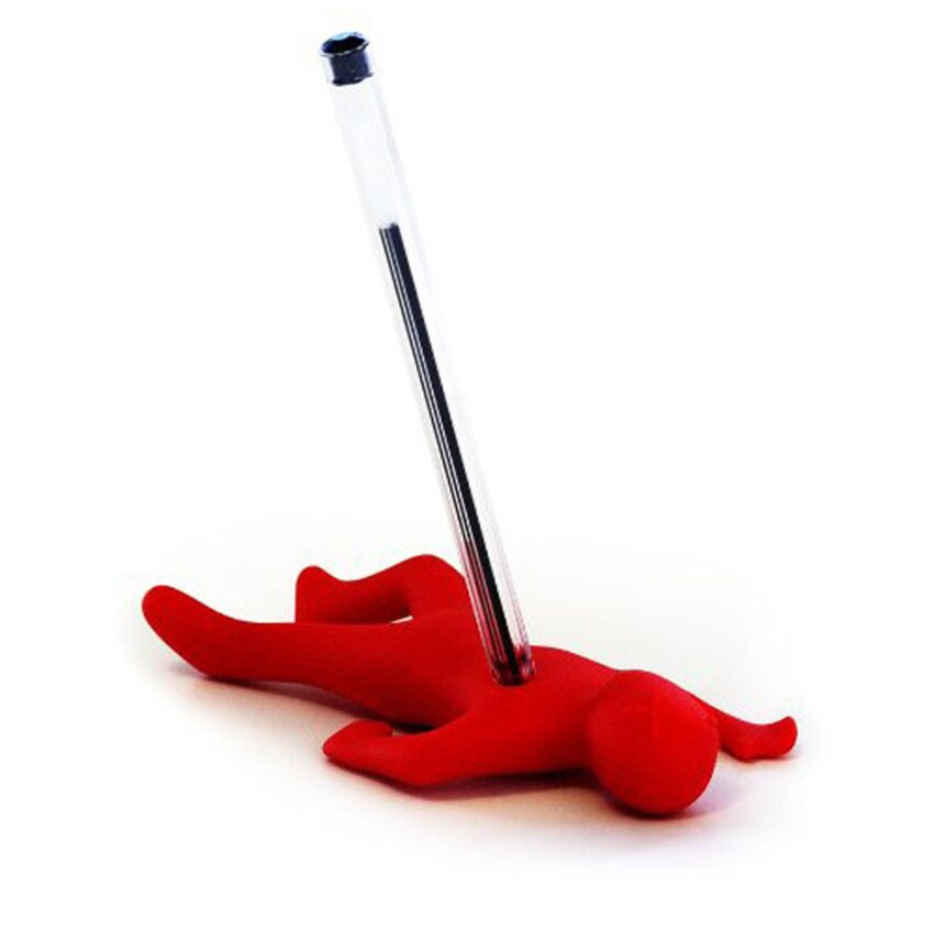 Red Man Funny Pen & Pencil Holder Stand Silicone Desk Organizer, Office Desk Accessories Pen Stand Desktop Organizer