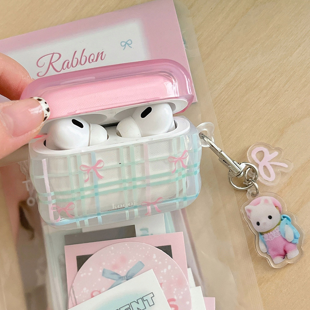 Carcasa ondulada de cinta rosa INS para Airpods 1/2 3 4, funda suave transparente para auriculares para AirPods Pro 2 2. ° funda protectora para auriculares inalámbricos