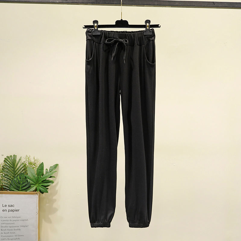 Pantalon de sommeil pour femmes, Simple et confortable, taille élastique, poches, loisirs, Slim, Vintage, été: black-pockets / L