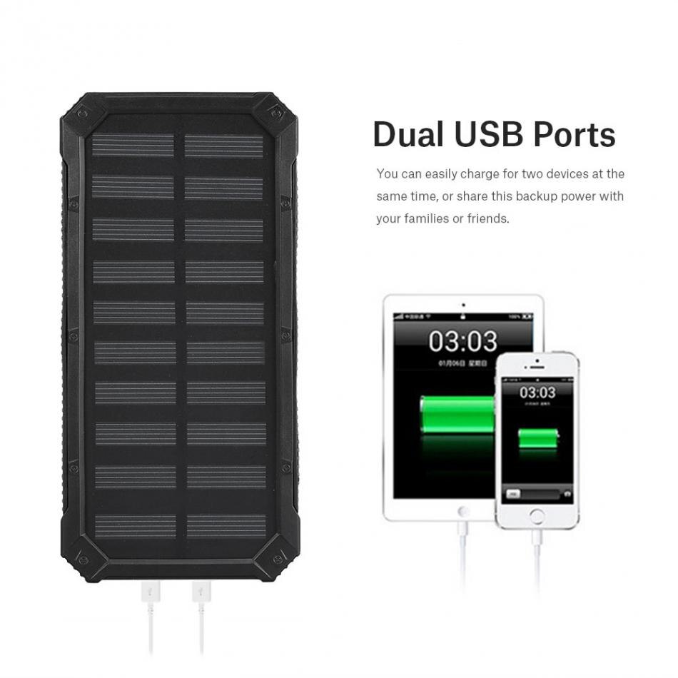No solar battery 18650 Portable 20000mAh Dual USB Solar Mobile Power Bank Case DIY Kit work with 606090/ 909060/ 7565121 Polymer