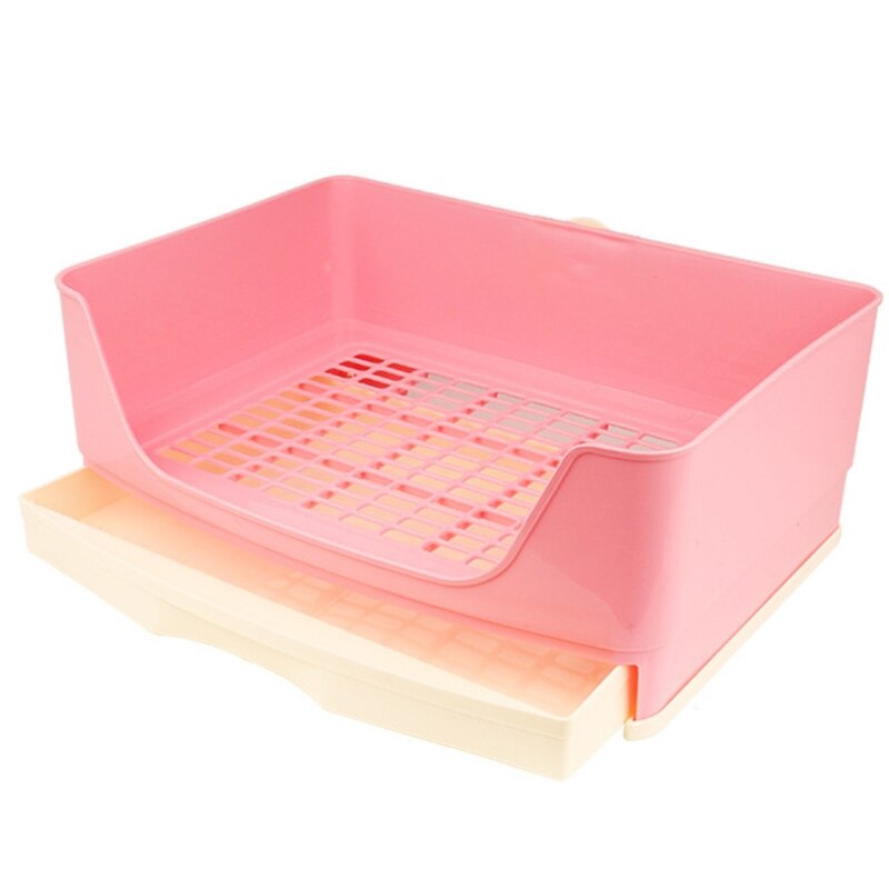Large Rabbit Litter Box with Drawer Place Firmly Pet Bedpan Corner Toilet Box W0YC