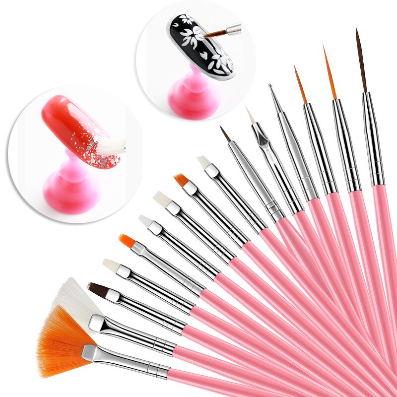 Pincéis de unhas conjunto para manicure unha arte escova pintura caneta gel unha polonês ferramentas remover a poeira limpeza unhas escova ferramentas