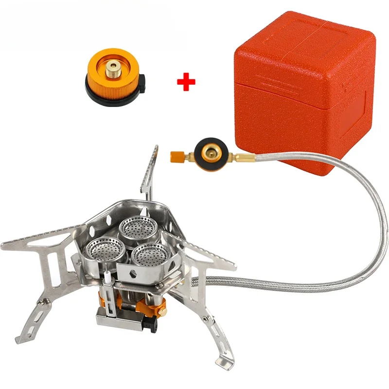 Tragbarer Camping Gasherd Mini draussen Wind dicht Teilt Herde faltbarer Brenner 5800w wandern Picknick Grill Koch geräte: Burgunderrot
