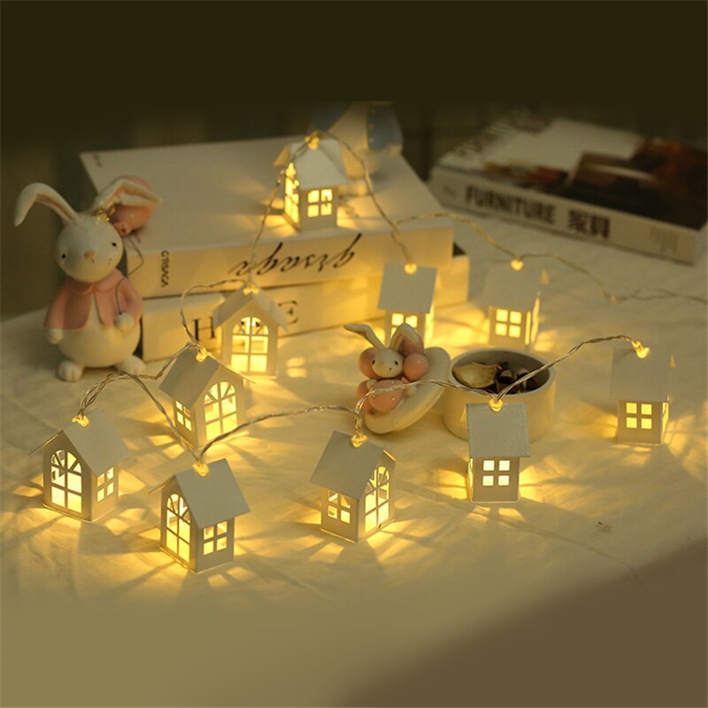 1.8m10 Pcs LED Doll House Led Christmas Tree House Decoration Fairy Tale Style Wedding Christmas Wreath Year: 1