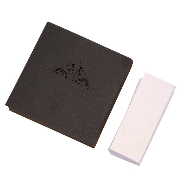 100 Pcs Table Place Cards with White Inserts Crown Tent Cards Name Cards for Wedding Banquets Buffet Bridal Black