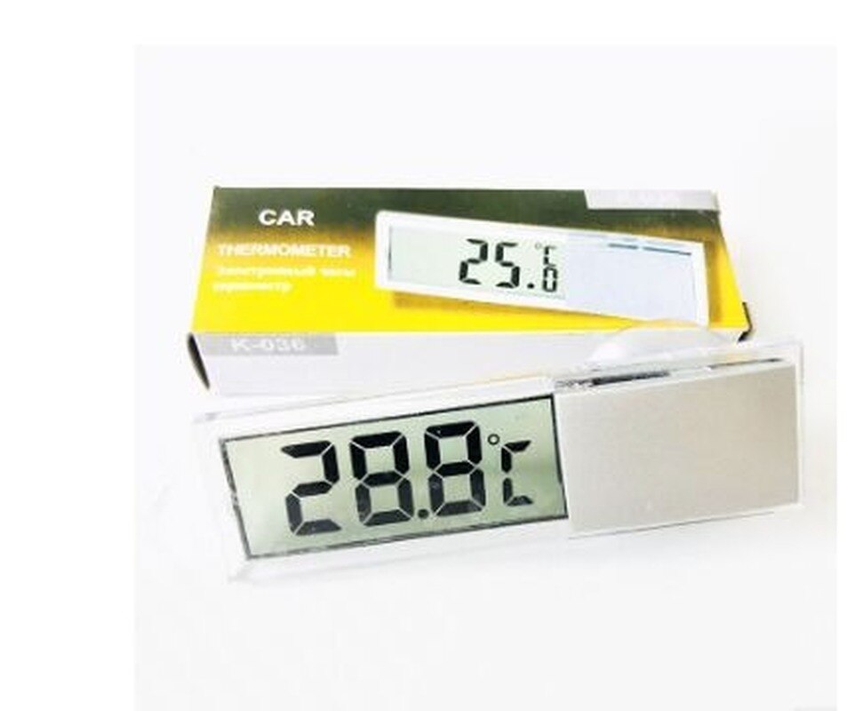 Automobile Car Thermometer Sucker Type Thermometer Transparent LCD Digital 10 Button Cell