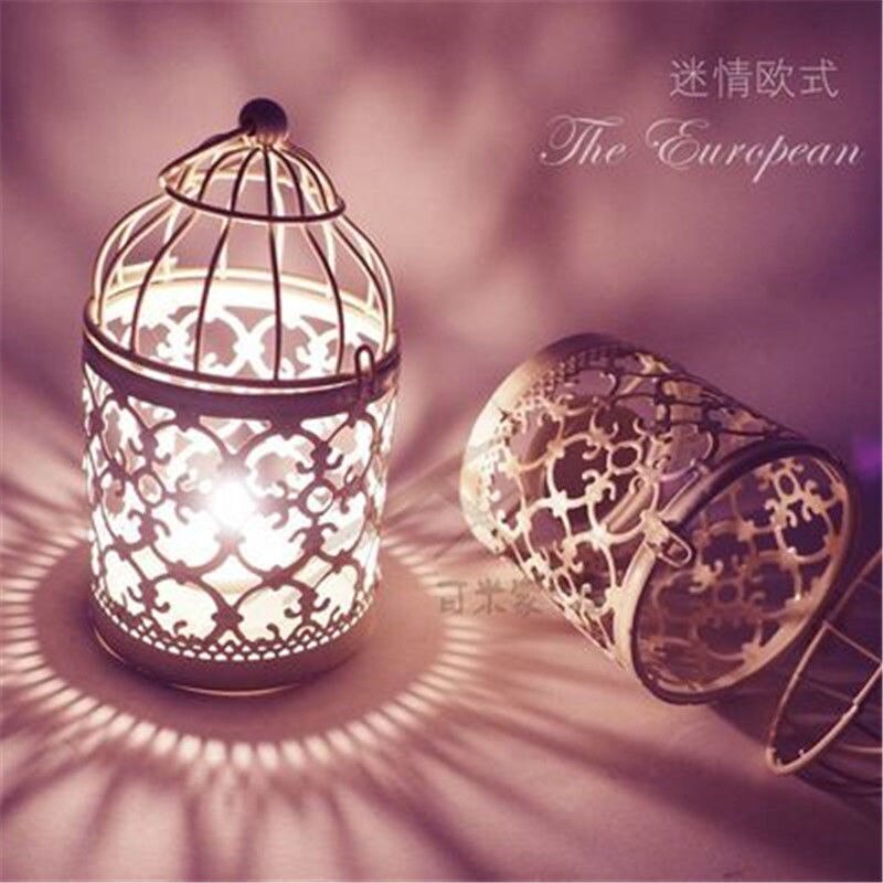 Lantern Hollow Hanging Bird Cage Candle Holder Candlestick Lantern Classic Wedding Decor