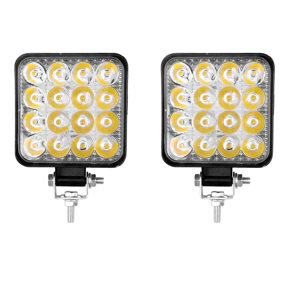 Barra de luz Led de trabajo para coche, foco cuadrado Cob de 48W, 12V, 16Led, para camión todoterreno, SUV, ATV, barco y motocicleta: 2pcs
