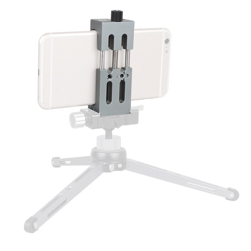 BGNing XJ-8 Phone Clip Tripod Head Bracket Mobile Phone Holder for Flashlight Microphone w/ Spirit level Cold Shoe Mount Adapter