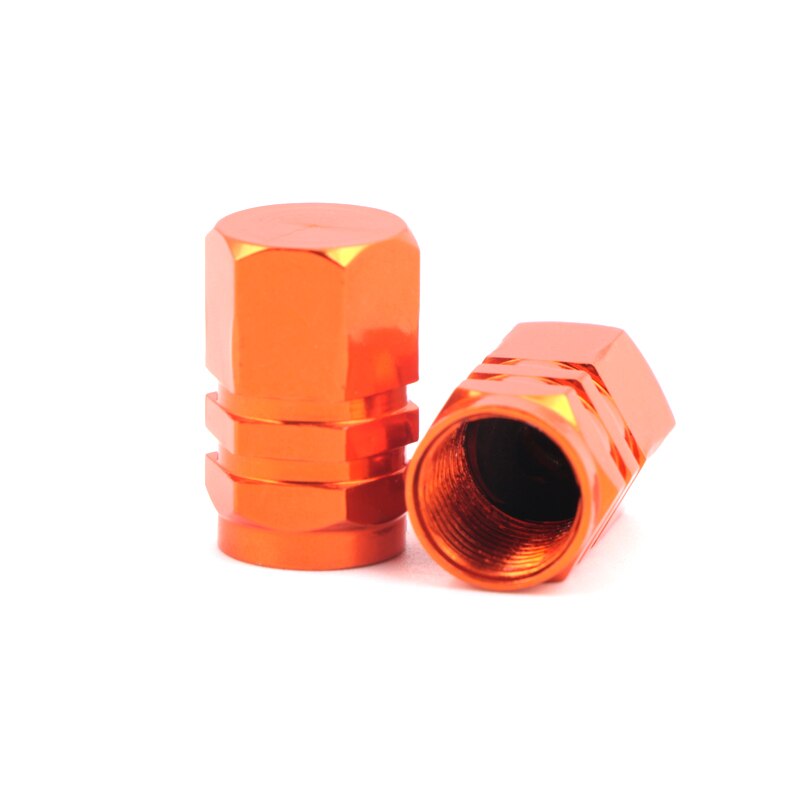 2 stuks universele aluminium fietsbandventieldoppen, fiets- en motorventieldop, autowieldop, rond, 10 kleuren: Oranje