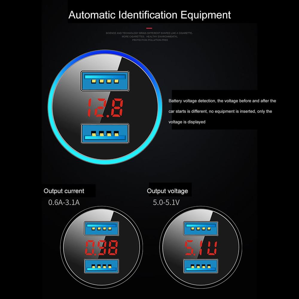 3.1A Dual USB Car Charger With LED Display Universal Mobile Phone Car Chargers Fast Charging Adapter