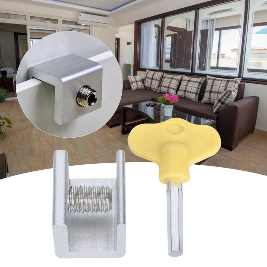 10 Set Sliding Window Safety Lock Aluminum Alloy Slide Security Lock Stopper with Keys