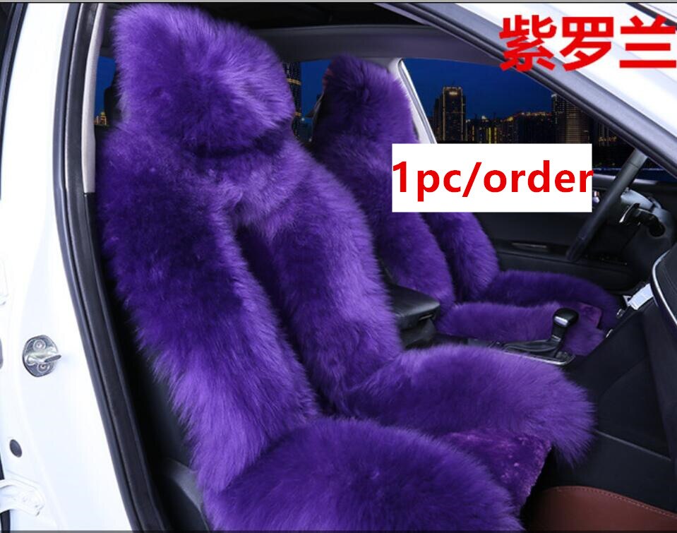 Auto Interieur Accessoires Auto Stoelhoezen Schapenvacht Kussen Styling Bont Auto Stoelhoezen 6 Kleur Voor Back Covers D001-B: Single seat purple