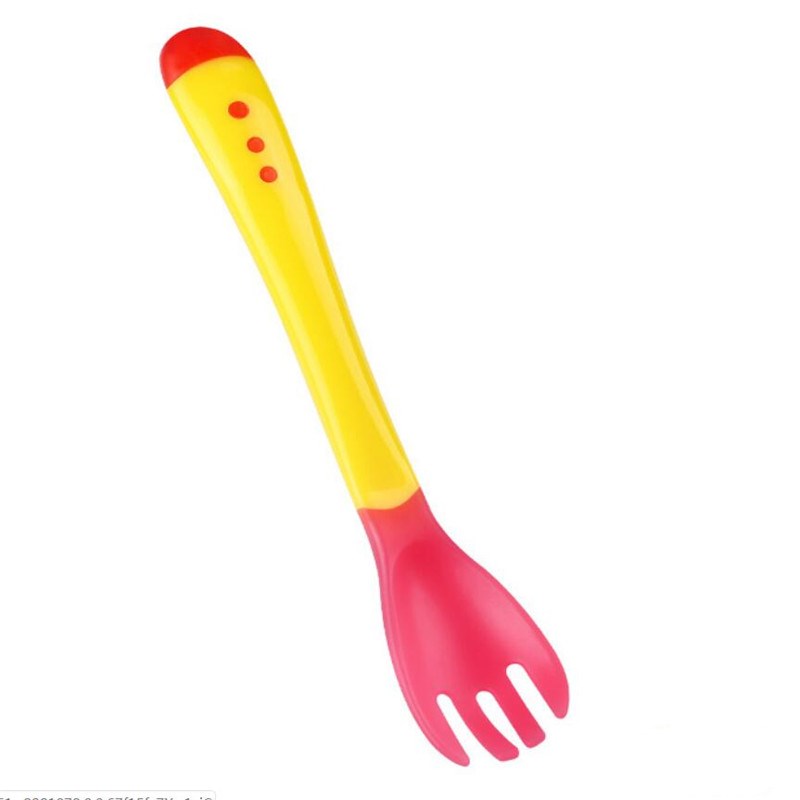 Cuchara con sensor de temperatura para bebés, dispositivo de alimentación para niños, alimentador, aparato de comedor, 1 ud.: yellow fork