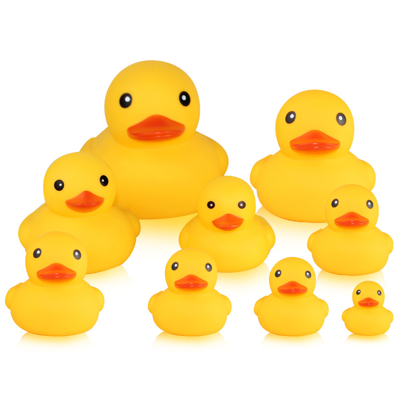 Cute little yellow duck vinyl material sound-making children's bath toy decoration accessory