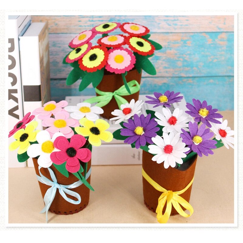 Non-Woven Potted Plants Without Cutting Flower Pots Children Diy Handmade Flowers Making Carnation Material Package