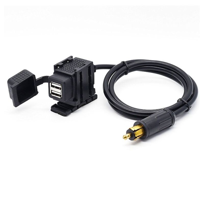 Nuovo 12V-24V impermeabile moto DIN Hella Powerlet Plug a 2.1A Dual USB caricabatterie presa adattatore di alimentazione con cavo 1.8m per BMW