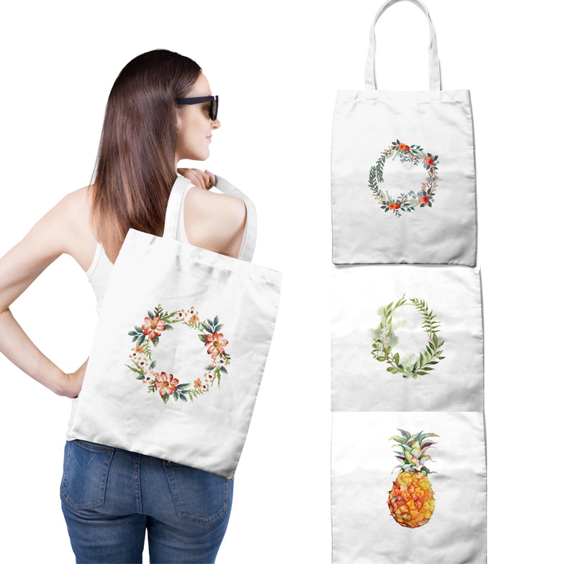 Bloemen Printing Boodschappentas Canvas Tote Bag Print Wit Schouder Bakken Voor Reizen Boodschappentassen Herbruikbare Eco Katoen Handtassen