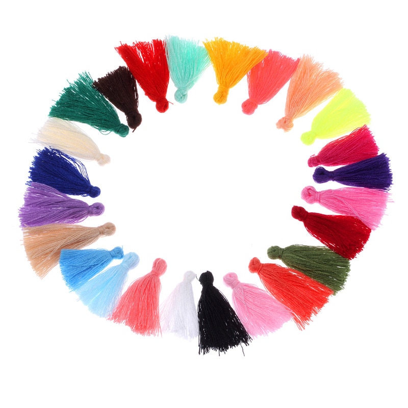 30Pcs Color Mini Tassel Fringe DIY Material Cotton Cord Tassel Trim Garments Curtains Decorative Tassels Lace Ribbon Accessories