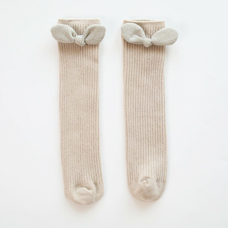 Neugeborenen Baby Baby Mädchen Socken Solide Bogen Knie Hohe Socken Herbst Winter Warme Kinder: Khaki / M