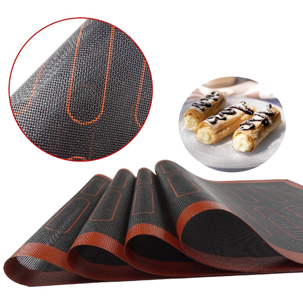 30x40cm 18 Eclairs Non Stick Baking Mat Oven Sheet Liner For Cookie Bread Biscuits Puff Eclair Perforated Silicone Pastry Tool