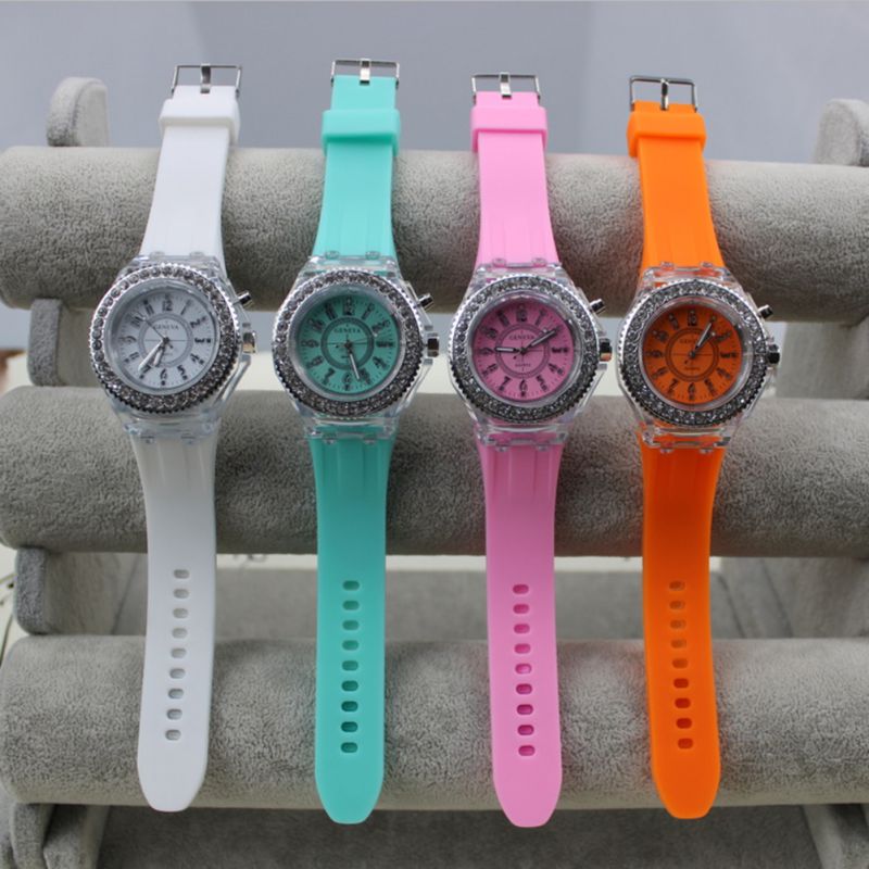 Boy Girl Watch 7 Colors LED Light Colorful Electronic Digital Wrist Watch Clock Children Student Watch