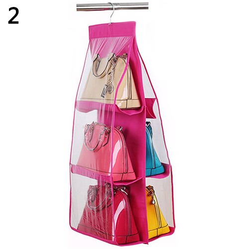 6 zakken hangende handtas portemonnee tas opberg organizer garderobe kast hanger: Rood